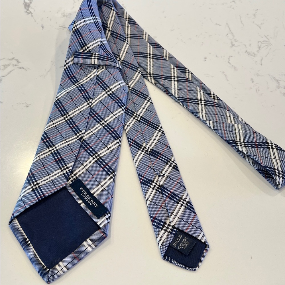 Burberry classic check tie blue colorway. 58 by 4 - Picture 4 of 6